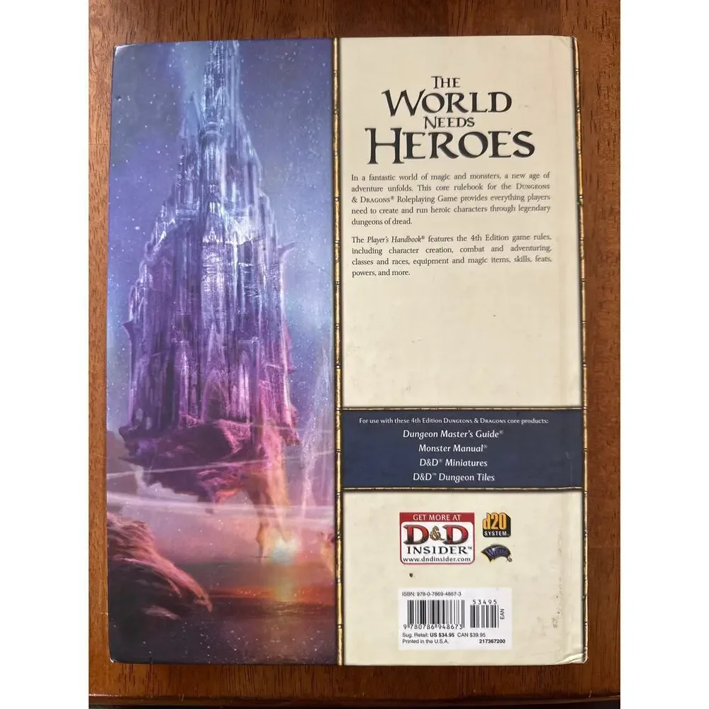 Dungeons & Dragons Player’s Handbook 4th Edition D&D 4e Core Rulebook Hardcover